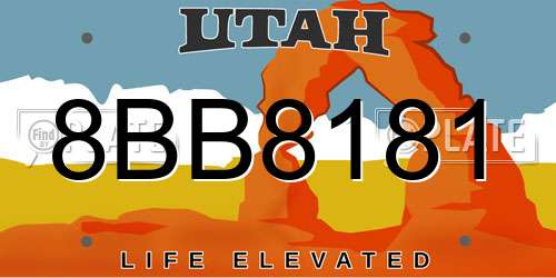 8BB8181 Utah License Plate