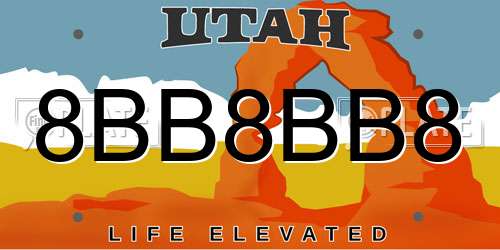 8BB8BB8 Utah License Plate