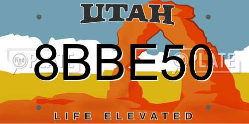 8BBE50 Utah License Plate