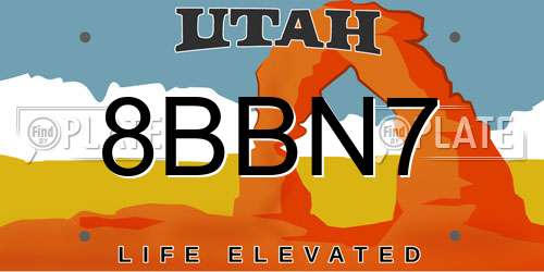 8BBN7 Utah License Plate