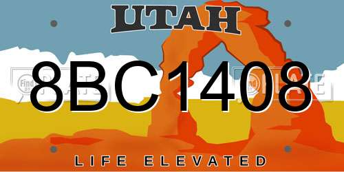8BC1408 Utah License Plate