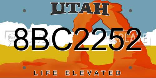 8BC2252 Utah License Plate