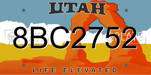 8BC2752 Utah License Plate