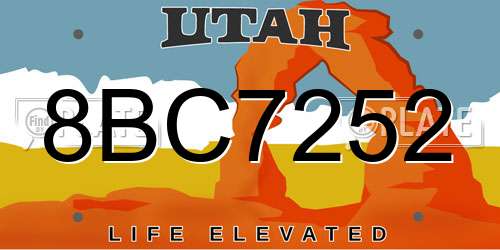 8BC7252 Utah License Plate