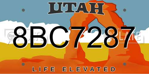 8BC7287 Utah License Plate