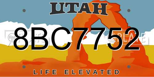 8BC7752 Utah License Plate