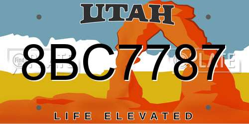8BC7787 Utah License Plate