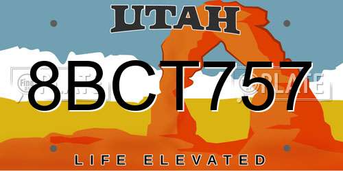 8BCT757 Utah License Plate