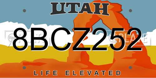 8BCZ252 Utah License Plate