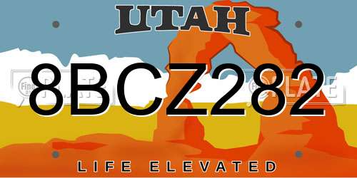8BCZ282 Utah License Plate