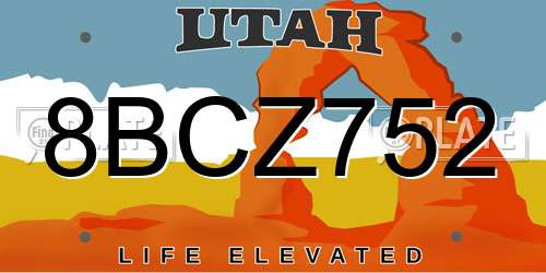 8BCZ752 Utah License Plate
