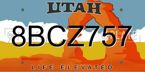8BCZ757 Utah License Plate
