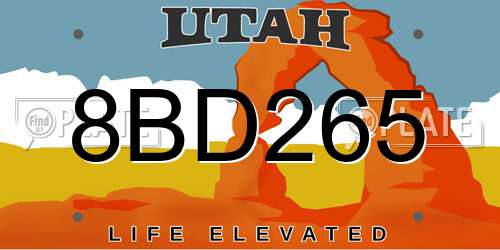 8BD265 Utah License Plate