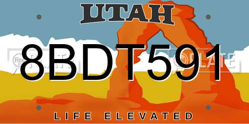8BDT591 Utah License Plate