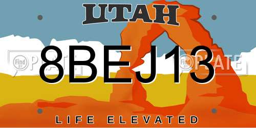 8BEJ13 Utah License Plate