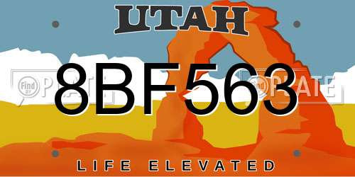 8BF563 Utah License Plate