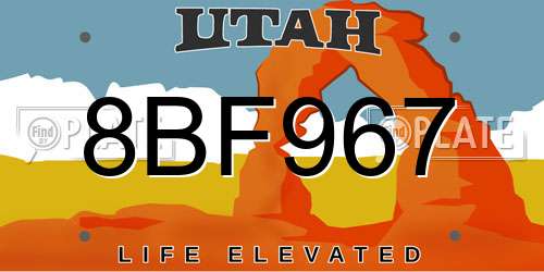 8BF967 Utah License Plate