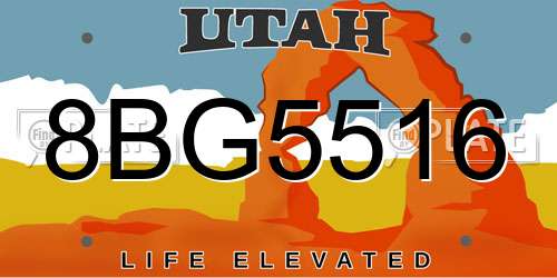 8BG5516 Utah License Plate