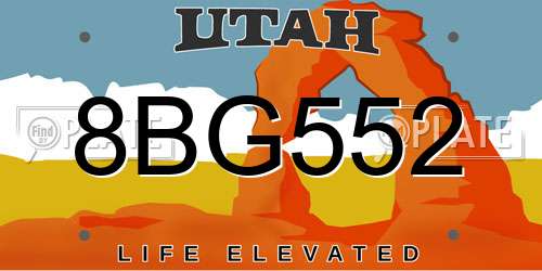 8BG552 Utah License Plate