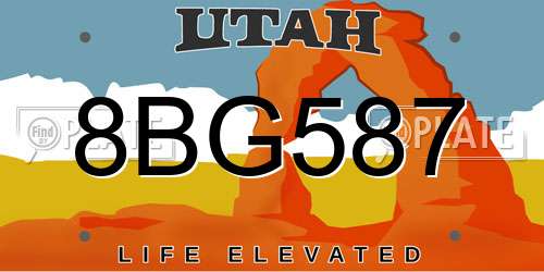 8BG587 Utah License Plate