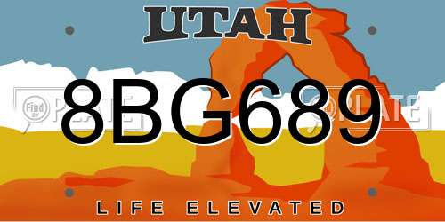 8BG689 Utah License Plate