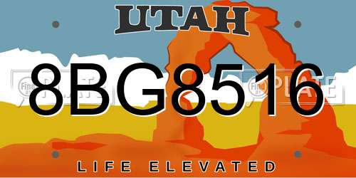 8BG8516 Utah License Plate