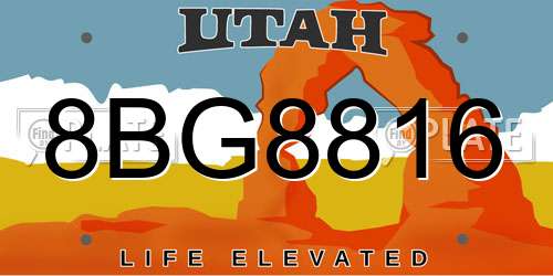 8BG8816 Utah License Plate