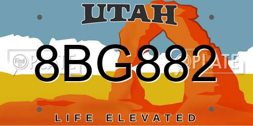 8BG882 Utah License Plate