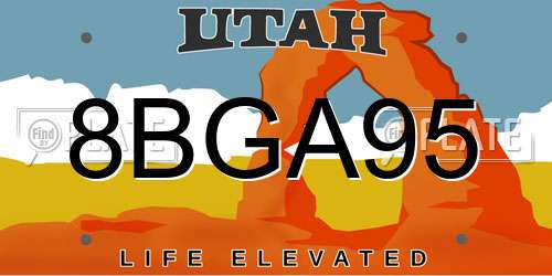 8BGA95 Utah License Plate
