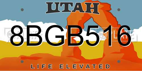 8BGB516 Utah License Plate