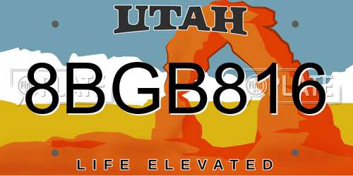 8BGB816 Utah License Plate