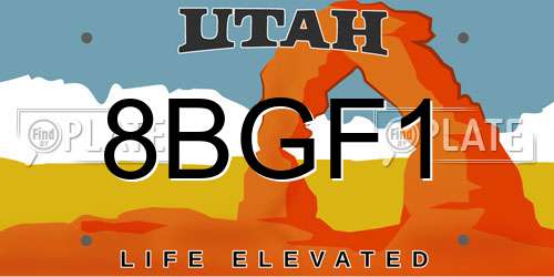 8BGF1 Utah License Plate