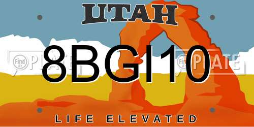 8BGI10 Utah License Plate