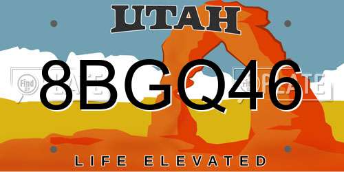 8BGQ46 Utah License Plate