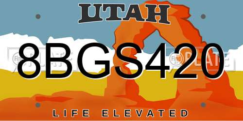 8BGS420 Utah License Plate