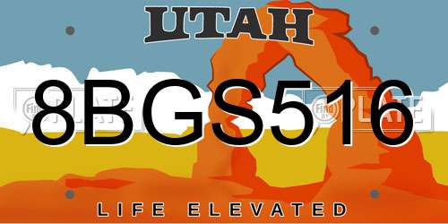 8BGS516 Utah License Plate