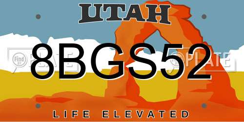 8BGS52 Utah License Plate