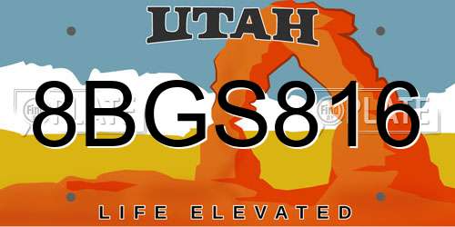 8BGS816 Utah License Plate