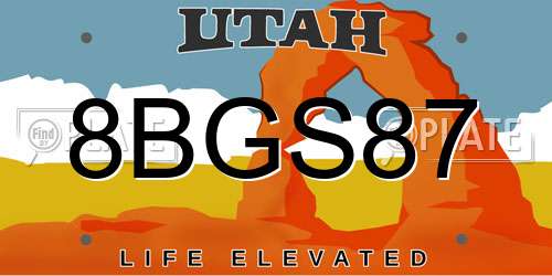 8BGS87 Utah License Plate