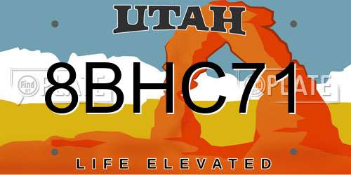 8BHC71 Utah License Plate