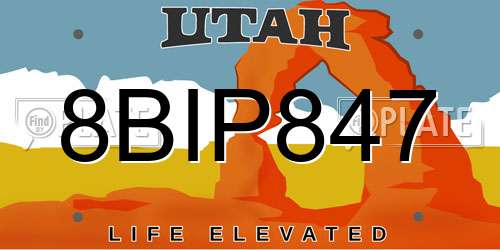 8BIP847 Utah License Plate