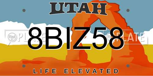 8BIZ58 Utah License Plate