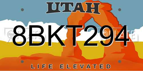 8BKT294 Utah License Plate