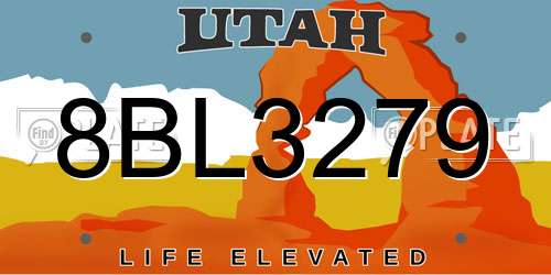8BL3279 Utah License Plate