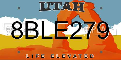 8BLE279 Utah License Plate