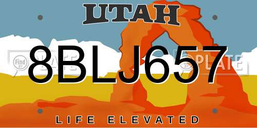 8BLJ657 Utah License Plate