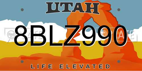 8BLZ990 Utah License Plate