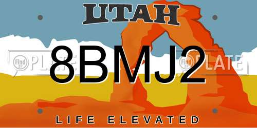 8BMJ2 Utah License Plate