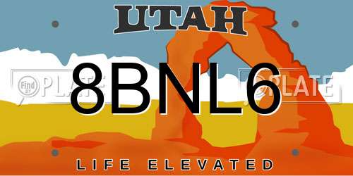 8BNL6 Utah License Plate