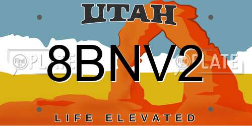 8BNV2 Utah License Plate